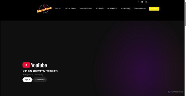 Security scan screenshot of https://showtimeentertain.se