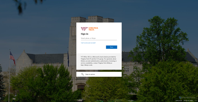 Security scan screenshot of https://virginiatech-my.sharepoint.com