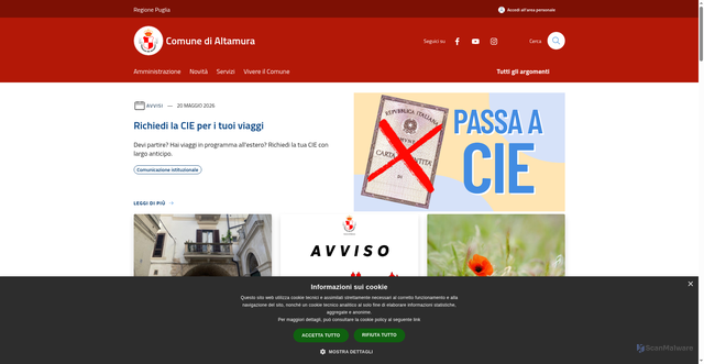 Security scan screenshot of https://www.comune.altamura.ba.it