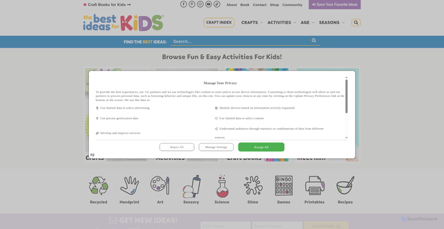 Security scan screenshot of https://www.thebestideasforkids.com
