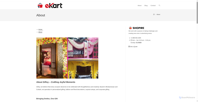 Security scan screenshot of https://giftsyonline.com/about/