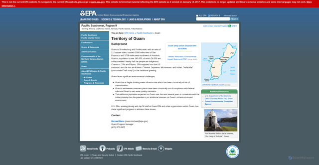 Security scan screenshot of https://19january2017snapshot.epa.gov/www3/region9/islands/guam.html
