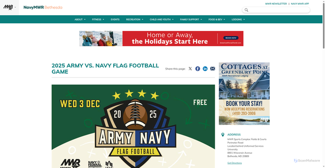 Security scan screenshot of https://www.navymwrbethesda.com/activity/24fe6750-4346-42f9-aa72-7f846fe45f6d