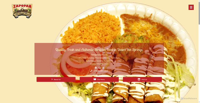 Security scan screenshot of https://zapopanmexicanfood.com/