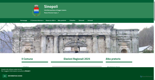 Security scan screenshot of https://www.comune.sinopoli.rc.it/hh/index.php?jvs=0&acc=1