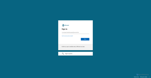 Security scan screenshot of https://mortselbe-my.sharepoint.com