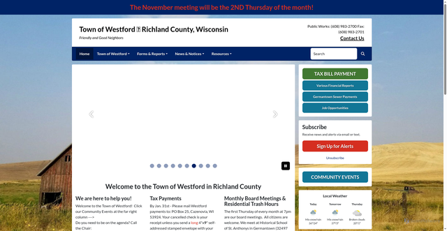 Security scan screenshot of https://westfordwi.gov/