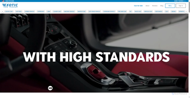 Security scan screenshot of https://www.exoticcartrader.com