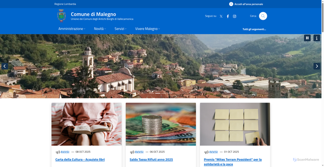 Security scan screenshot of https://www.comune.malegno.bs.it/