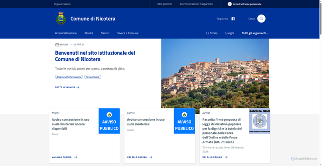 Security scan screenshot of https://www.comune.nicotera.vv.it/