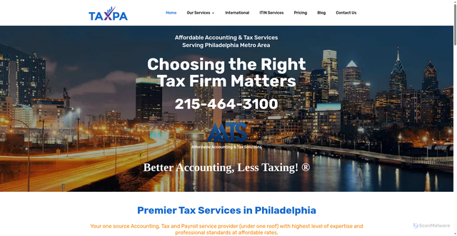 Security scan screenshot of https://taxpa.com/