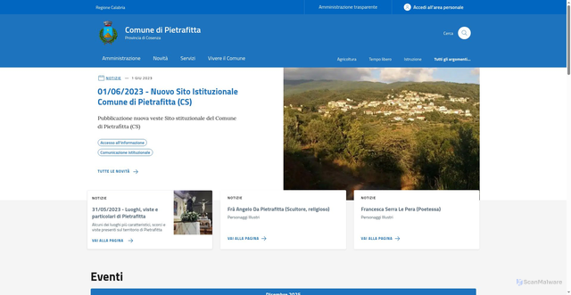 Security scan screenshot of https://comune.pietrafitta.cs.it/