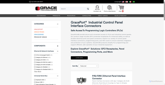 Security scan screenshot of https://shop.graceport.com
