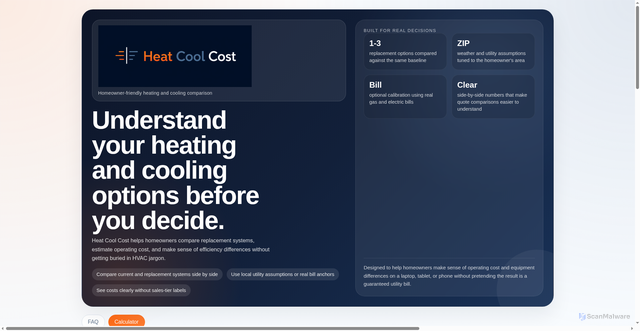 Security scan screenshot of https://www.heatcoolcost.com/