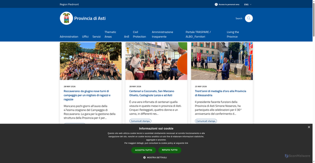 Security scan screenshot of https://www.provincia.asti.it