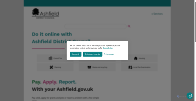 Security scan screenshot of https://www.ashfield.gov.uk/