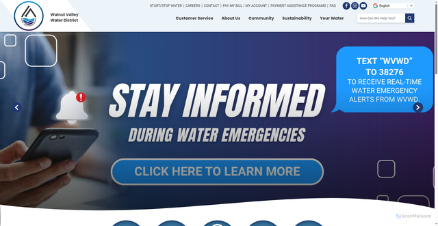 Security scan screenshot of https://walnutvalleywater.gov/