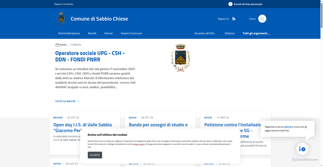 Security scan screenshot of https://www.comune.sabbio.bs.it/