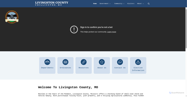 Security scan screenshot of https://livingstoncountymo.gov/