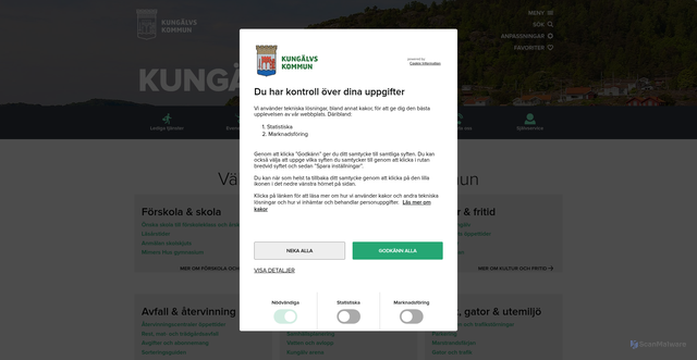 Security scan screenshot of https://www.kungalv.se/