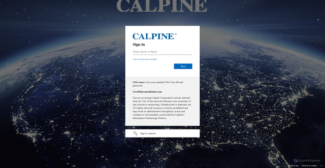 Security scan screenshot of https://calpine.percipio.com