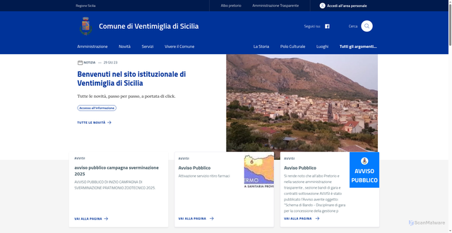 Security scan screenshot of https://www.comune.ventimigliadisicilia.pa.it/