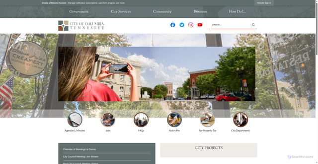 Security scan screenshot of https://columbiatn.gov/