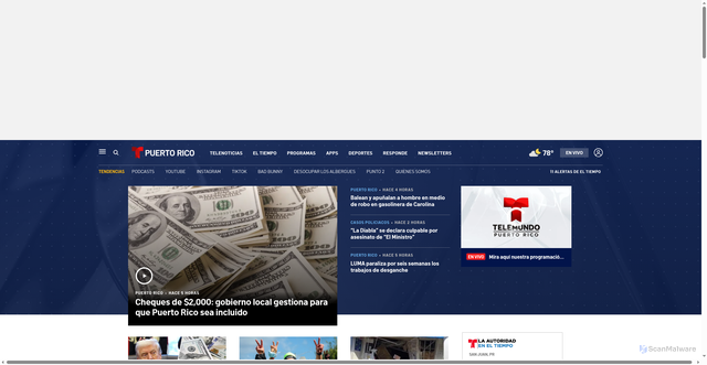 Security scan screenshot of https://www.telemundopr.com/