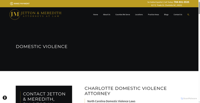 Security scan screenshot of https://www.jettonmeredithlaw.com/criminal-defense/domestic-violence/