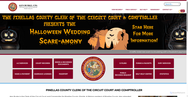 Security scan screenshot of https://www.mypinellasclerk.gov/