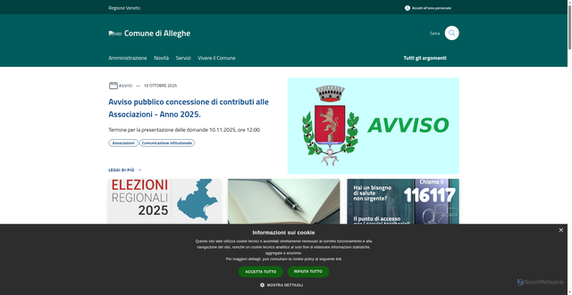 Security scan screenshot of https://www.comune.alleghe.bl.it/it