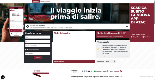 Security scan screenshot of https://atac.roma.it