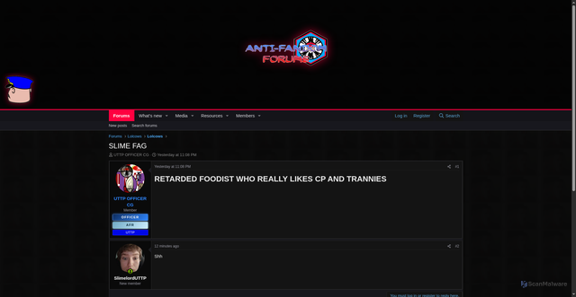 Security scan screenshot of https://antifandom.org/index.php?threads/slime-fag.119/post-378