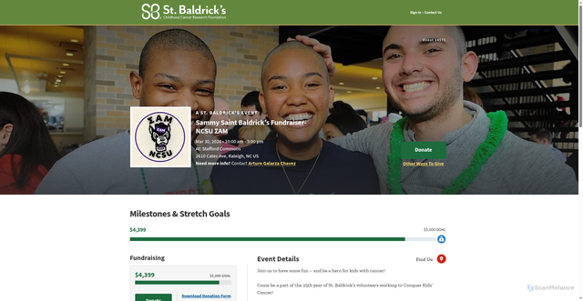 Security scan screenshot of https://www.stbaldricks.org/events/sammyncsu