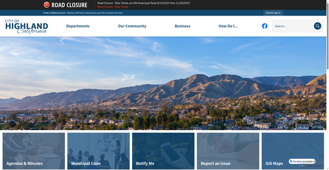 Security scan screenshot of https://highlandca.gov/