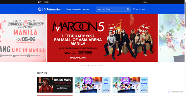 Security scan screenshot of https://brunomars-ticketmaster-23612891-dashboard-dpcjzwxqjz30.edgeone.dev/