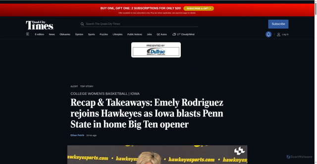 Security scan screenshot of https://qctimes.com/sports/college/basketball/iowa/women/article_78034567-27ae-4e9a-954b-2f117dde9655.html