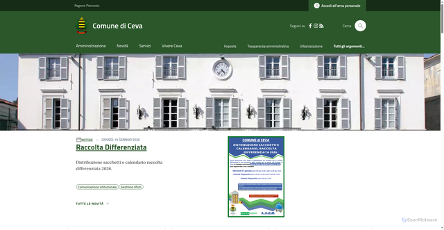 Security scan screenshot of https://www.comune.ceva.cn.it/