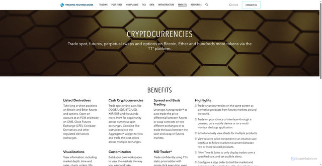 Security scan screenshot of https://tradingtechnologies.com/markets/cryptocurrencies/