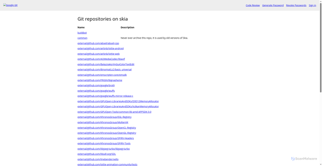 Security scan screenshot of https://skia.googlesource.com