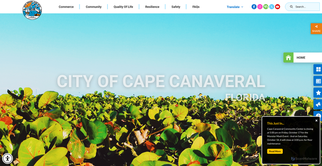 Security scan screenshot of https://capecanaveral.gov/