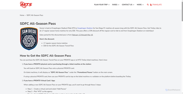 Security scan screenshot of https://www.sdmts.com/sdfc-all-season-pass