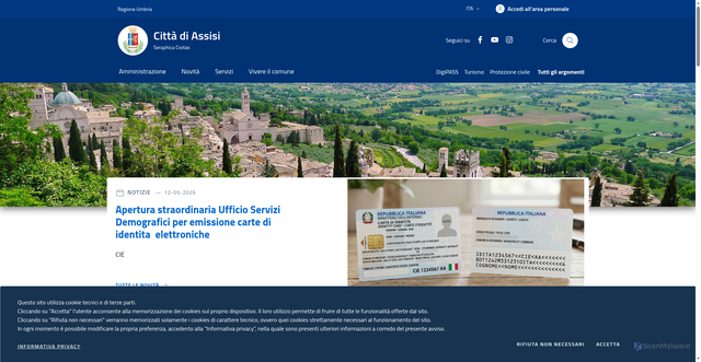 Security scan screenshot of https://www.comune.assisi.pg.it