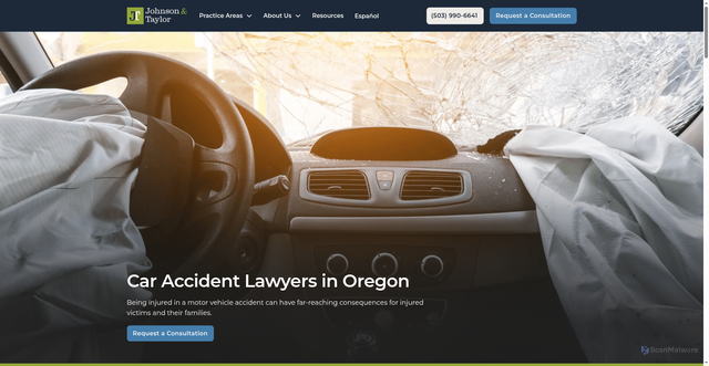 Security scan screenshot of https://www.johnsontaylorlaw.com/personal-injury/auto-accidents/