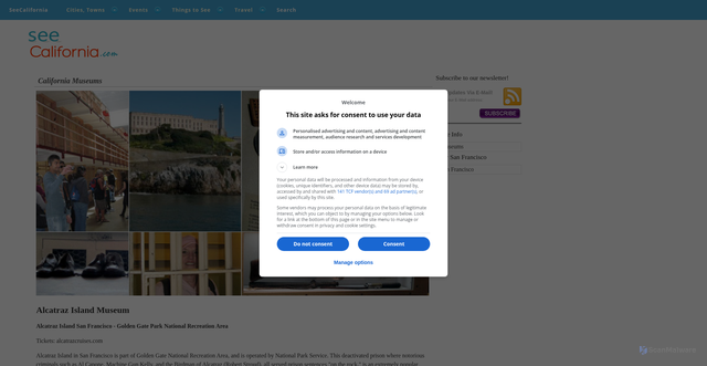 Security scan screenshot of http://www.seecalifornia.com/museums/alcatraz.html