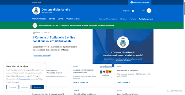 Security scan screenshot of https://comune.stellanello.sv.it/