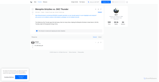 Security scan screenshot of https://community.ui.com/questions/Memphis-Grizzlies-vs-OKC-Thunder/76237401-d161-4e20-9064-015760437aa2