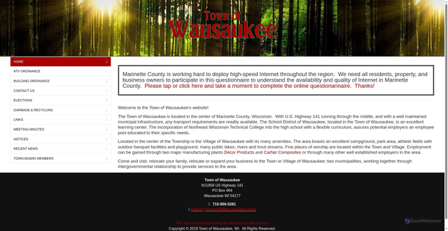 Security scan screenshot of https://townofwausaukee.com/