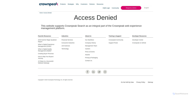 Security scan screenshot of https://searchg2.crownpeak.net