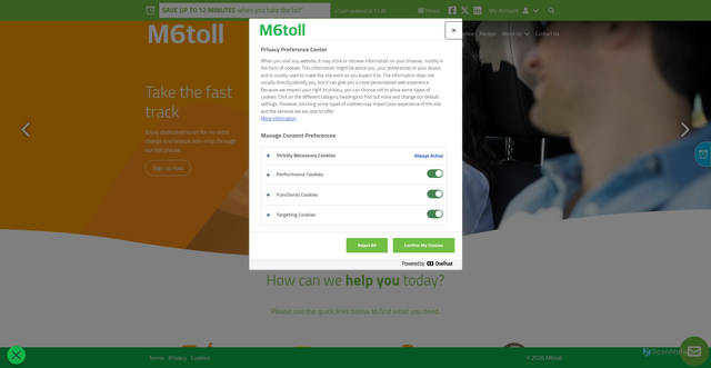 Security scan screenshot of http://www.m6toll.co.uk/